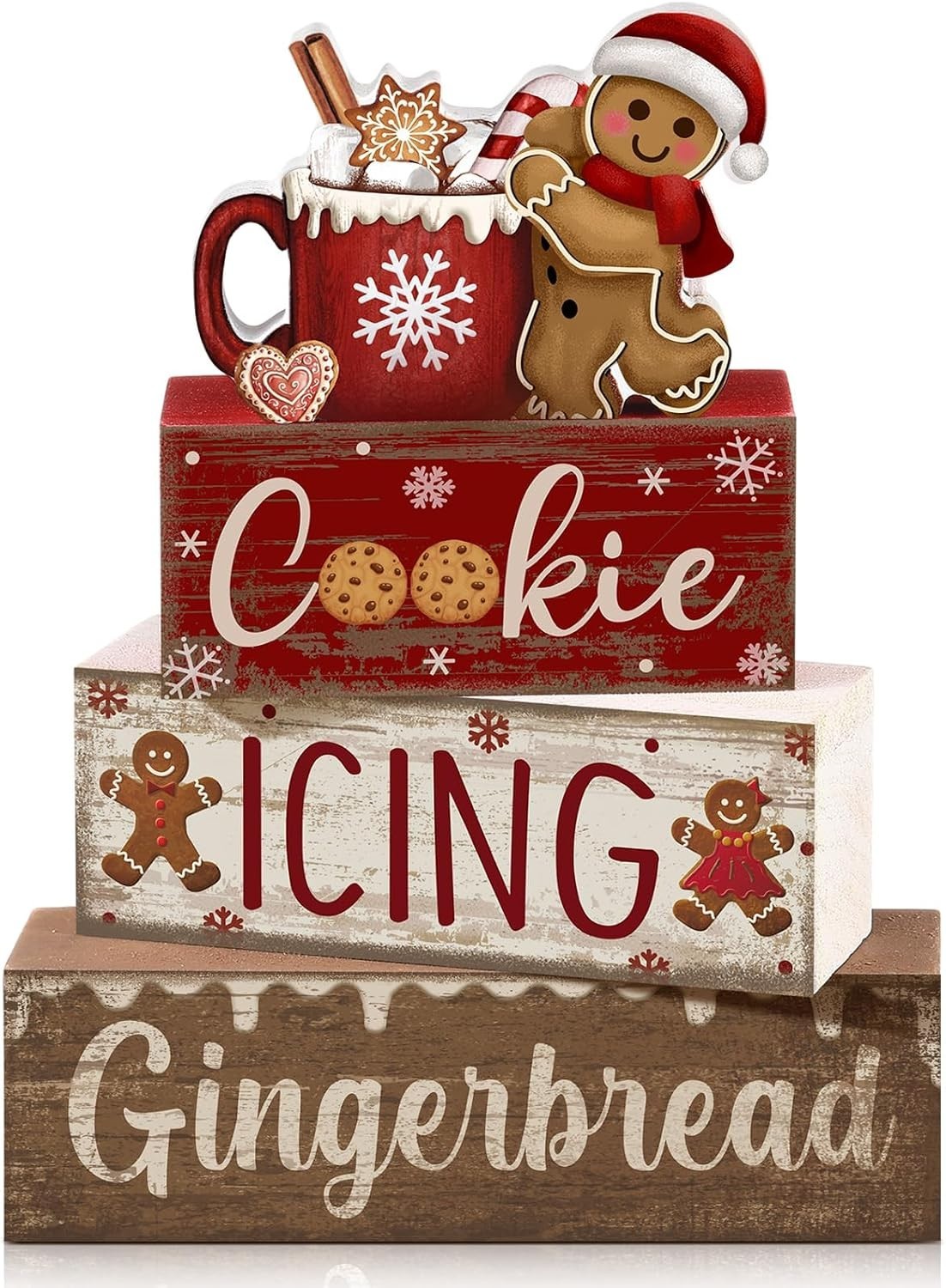 4-Piece Gingerbread Cocoa Table Decor Set - Vibrant Holiday Centerpieces