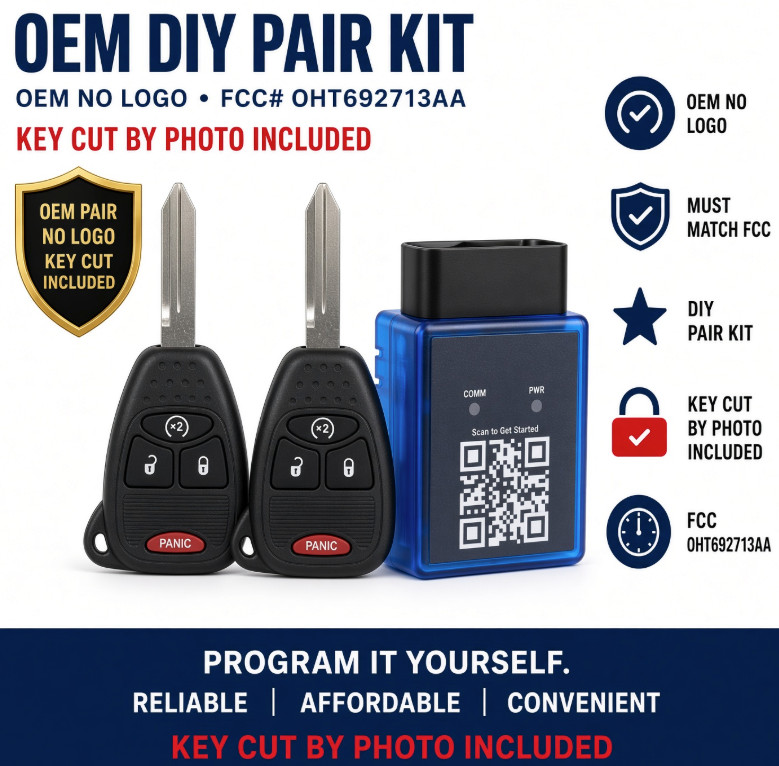 DIY Pair OEM Remote Keys No Logo OHT692713AA + Key Cut