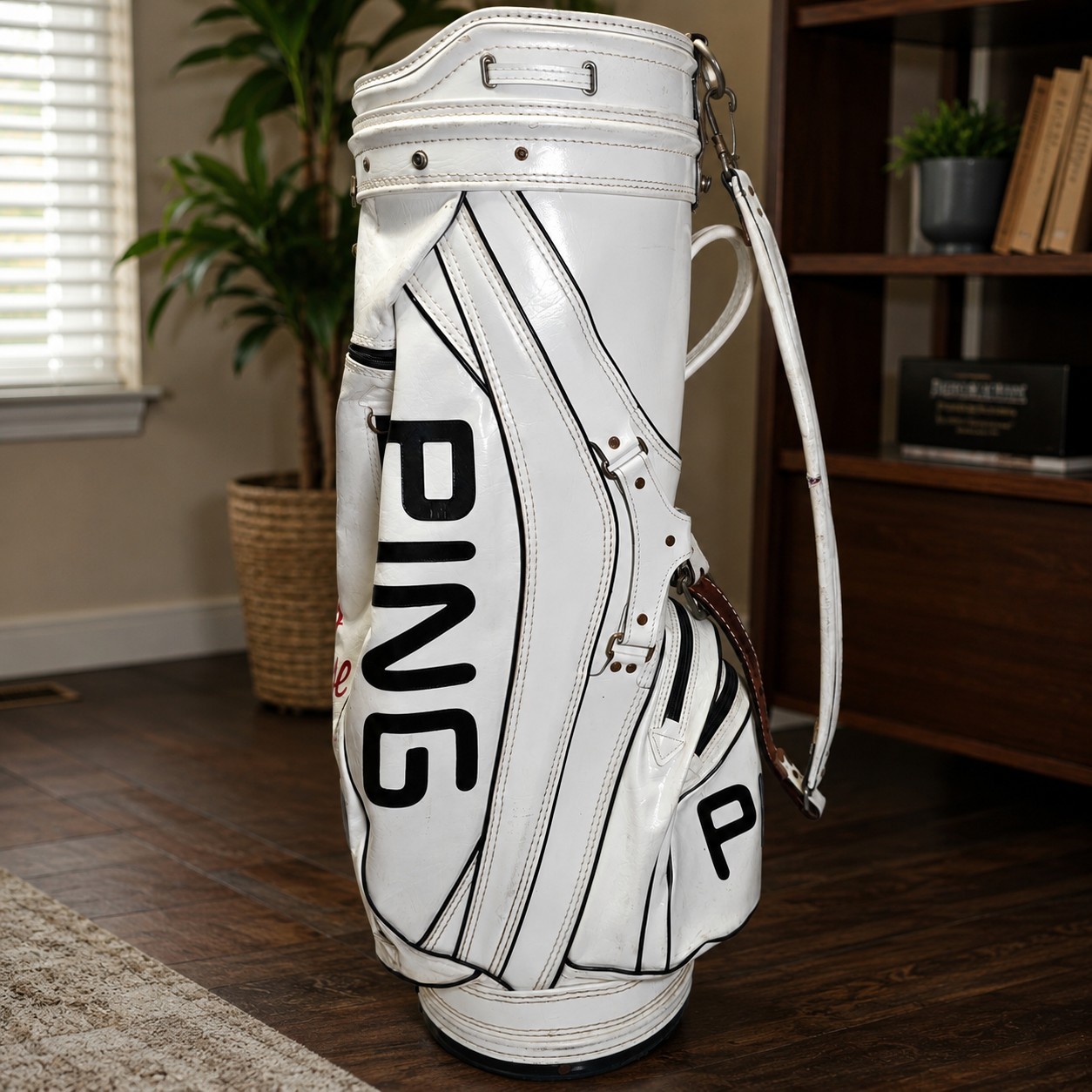 VTG PING USA Staff Golf Bag Amana Colonies Golf Course Rare Tour Cart White