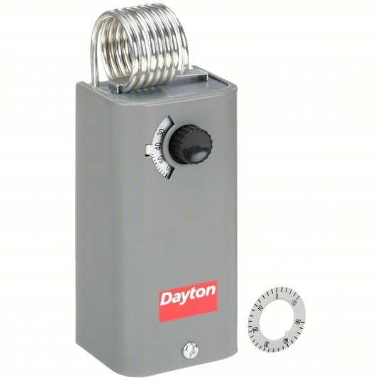 Dayton 1Uhh2 Line Volt Mechanical Tstat, Heat/Cool, 30-110 Degrees F, 60 To