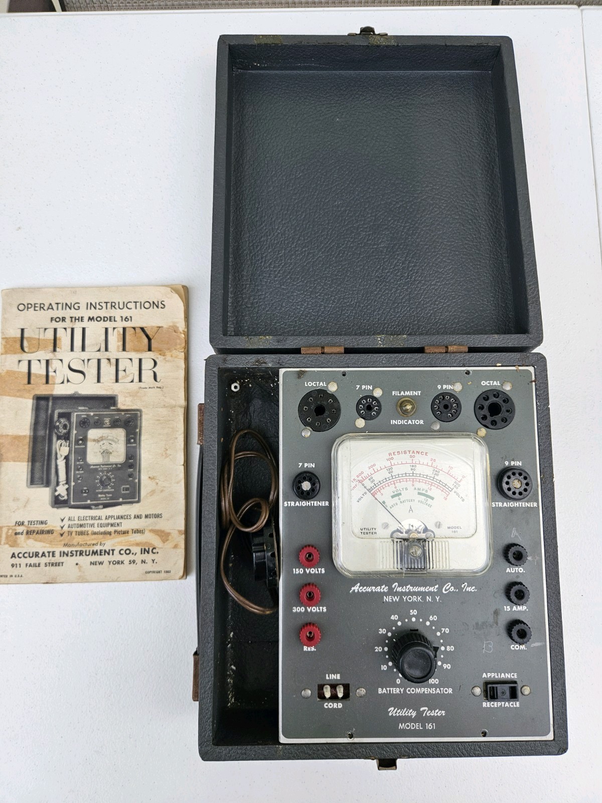Vintage Accurate Instrument Co Model 161 Utility Tester w Manual Untested Vintage Accurate Instrument Co Model 161 Utility Tester w Manual Untested