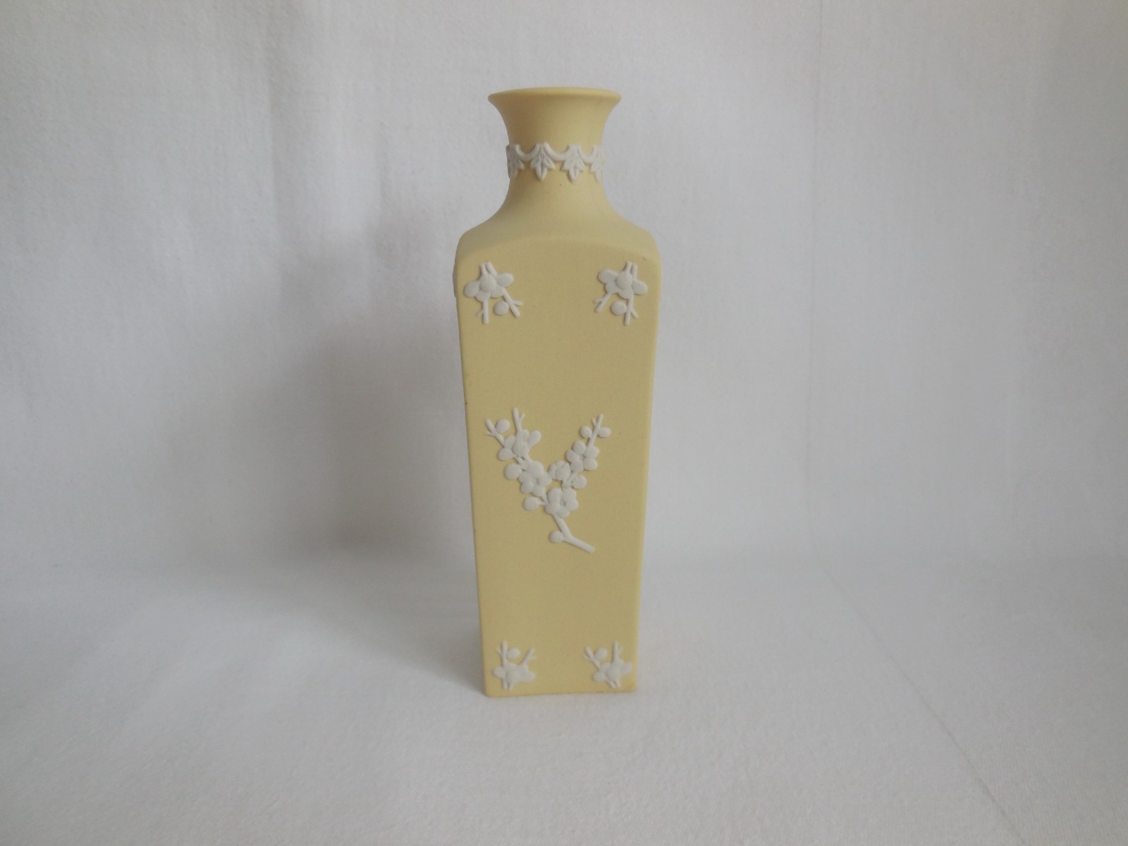 Wedgwood Primrose Yellow Jasperware Prunus Cherry Blossom Vase