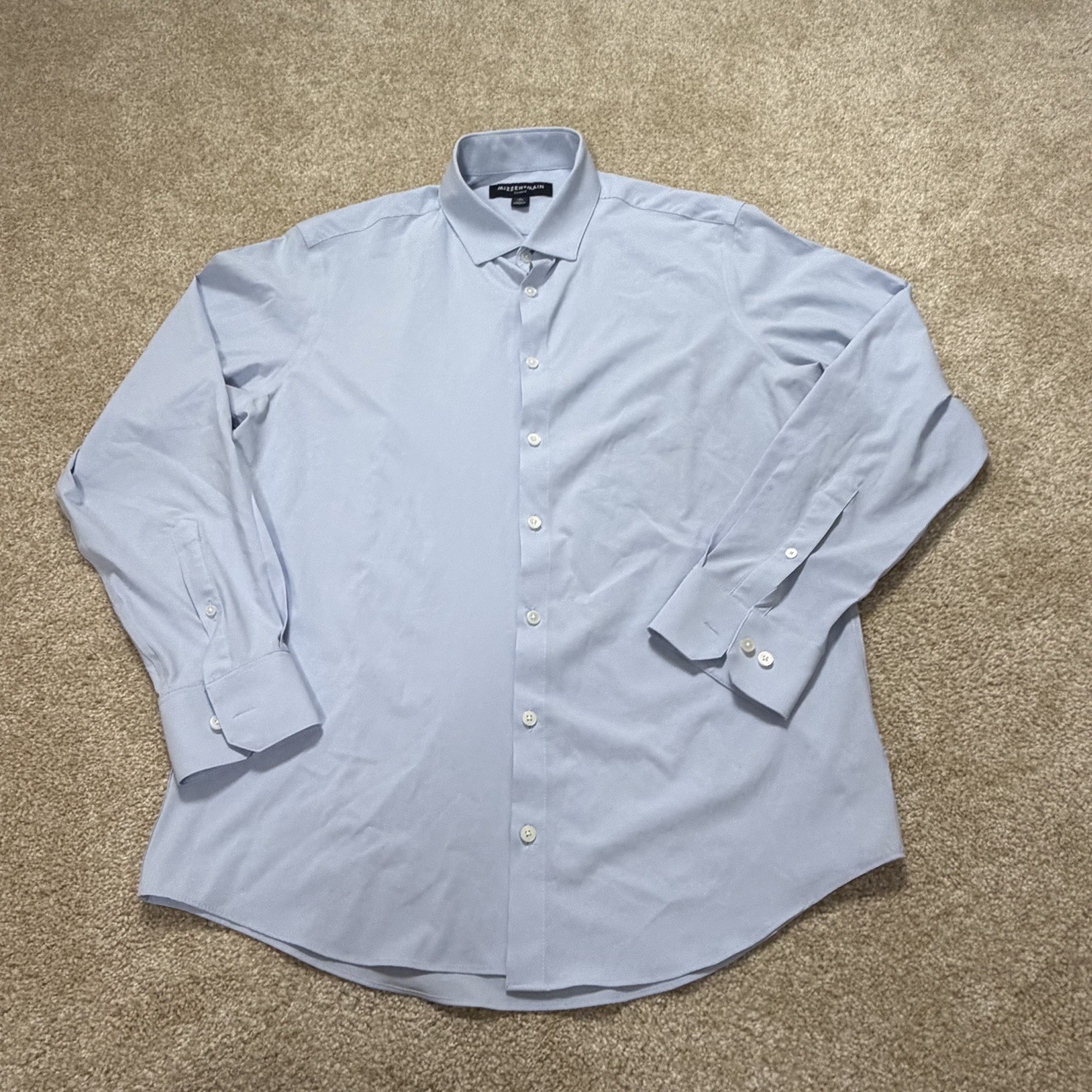 Mizzen & Main Leeward Shirt Mens Large Light Blue Trim Solid Office Mizzen & Main Leeward Shirt Mens Large Light Blue Trim Solid Office