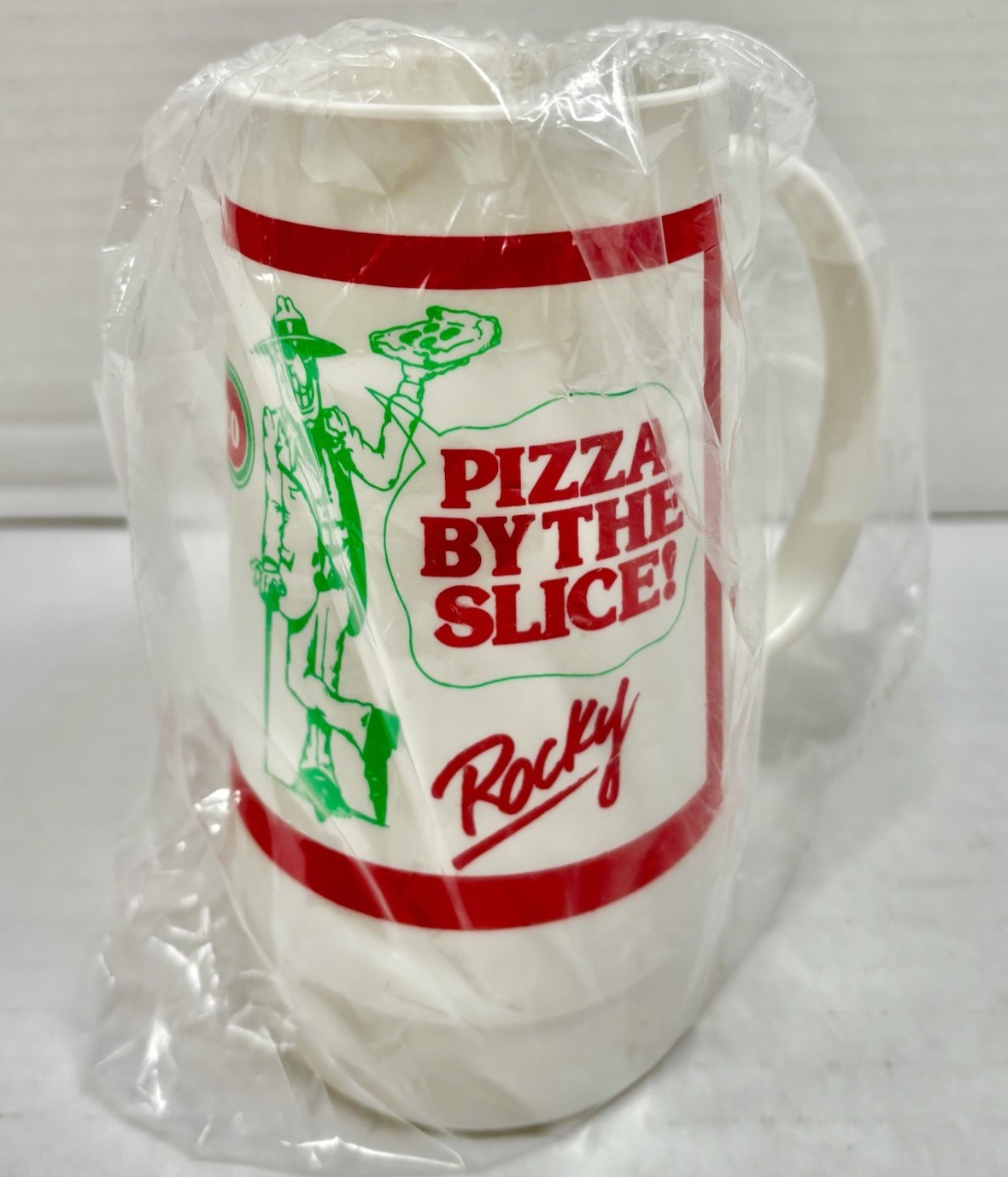 NEW Vintage Rocky Rococo 5.5” Handled Cup- Coca Cola 1980’s Plastic Mug NOS