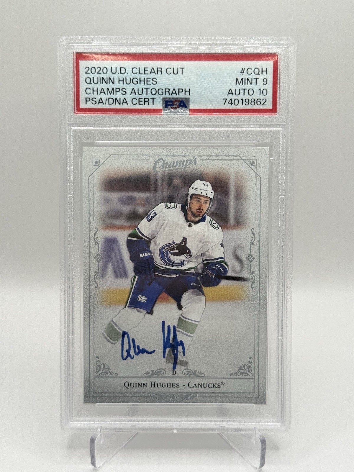 2020-21 UD Clear Cut Quinn Hughes Auto PSA 9 MINT - PSA 10 AUTO C-QH Canucks