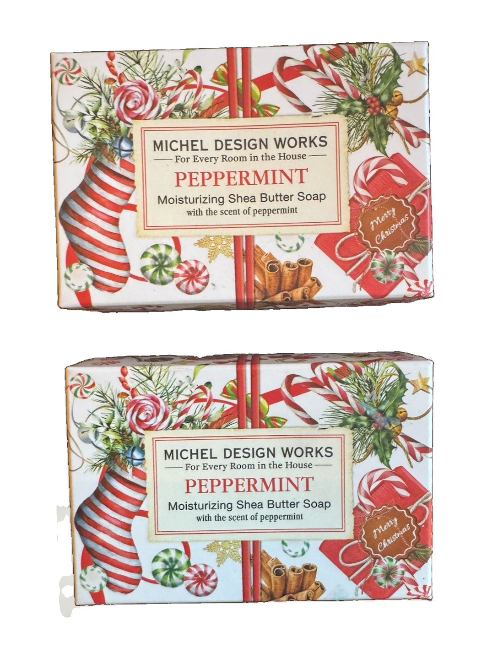 Michel Design Works Set of 2 Boxed Soaps Peppermint New In Box Michel Design Works Set of 2 Boxed Soaps Peppermint New In Box