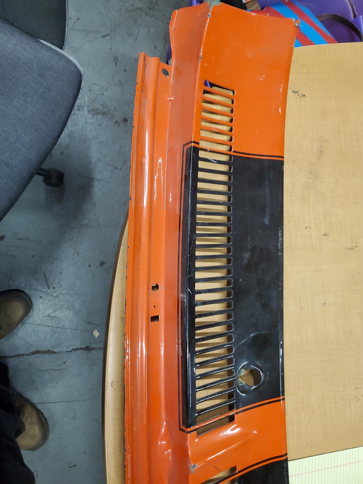 Vintage Car Hood Part Black And Orange