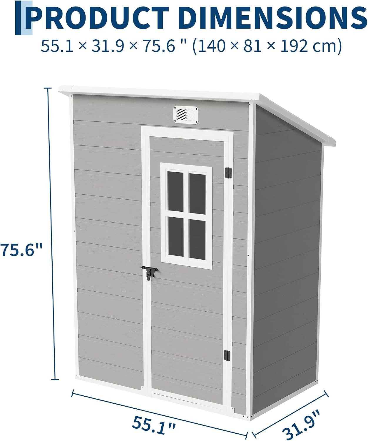 5x3ft/6x4.4ft Outdoor Resin Storage Shed Plastic Garden Shed with Lockable Door 5x3ft/6x4.4ft Outdoor Resin Storage Shed Plastic Garden Shed with Lockable Door