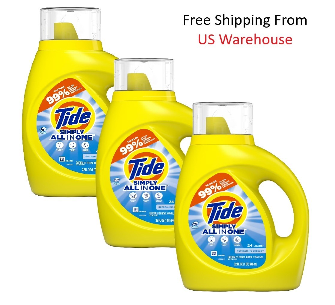 Tide Simply Liquid Laundry Detergent, Refreshing Breeze, 24 Loads, 32 fl oz 3Pk Tide Simply Liquid Laundry Detergent, Refreshing Breeze, 24 Loads, 32 fl oz 3Pk