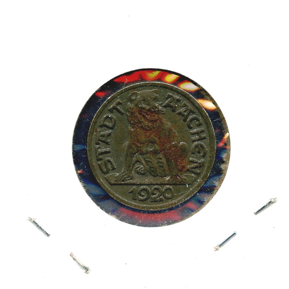 1920 Stadt Aachen 10Pfennig German Deutschland Coin Gluck Auf Wolf Token