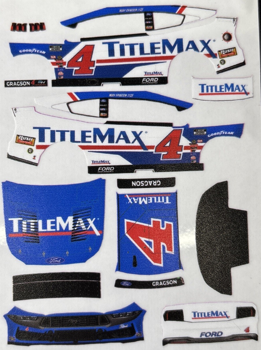 Custom 2025 Noah Gragson #4 Title Max 1/64 Scale NASCAR Peel & Stick Decals Custom 2025 Noah Gragson #4 Title Max 1/64 Scale NASCAR Peel & Stick Decals