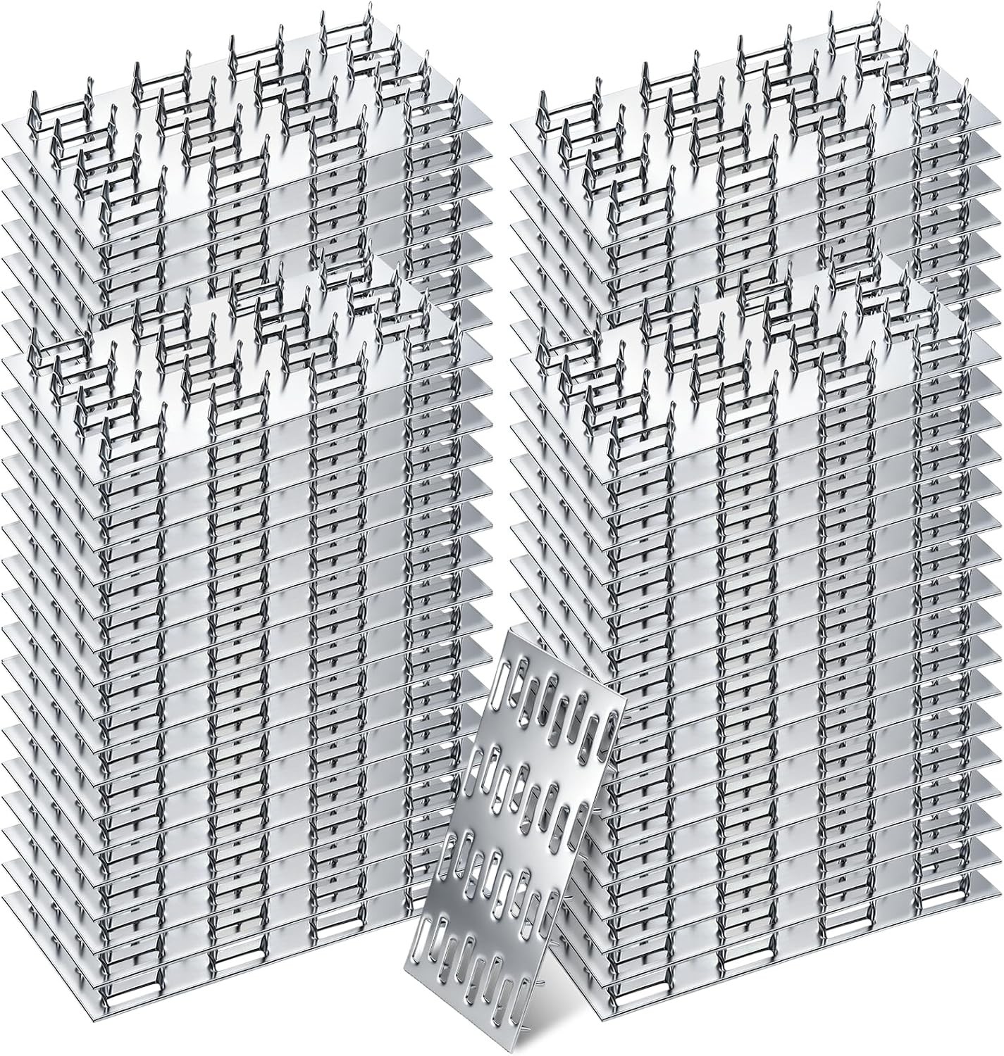 100 Pack Truss Plates Pronged Flat Mending Plate, 4 x 2 in, 9mm Teeth