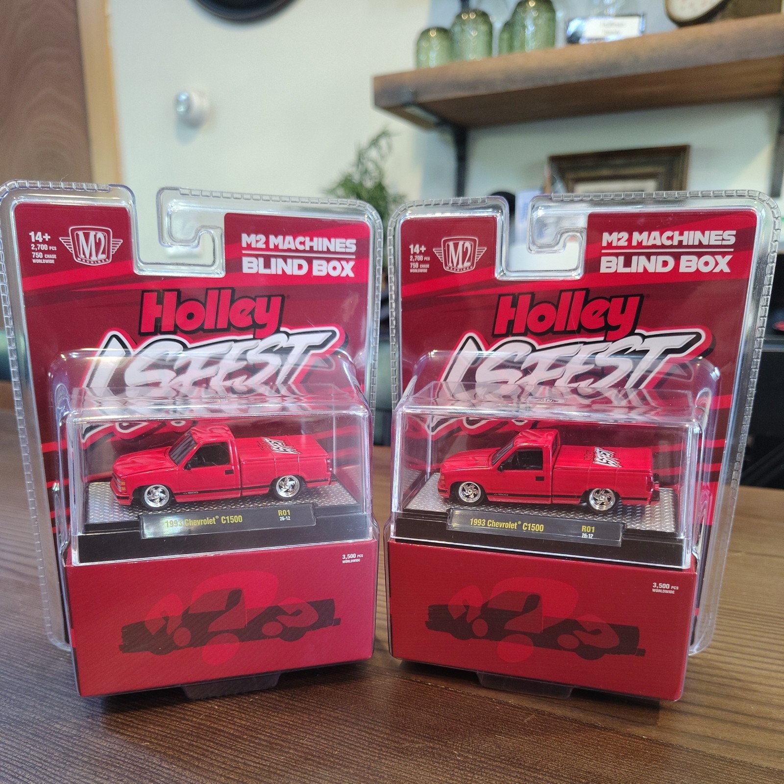 M2 Machines Blind Box Holley LS Fest 1993 Chevrolet C1500 Pickup 1:64 Sealed Red
