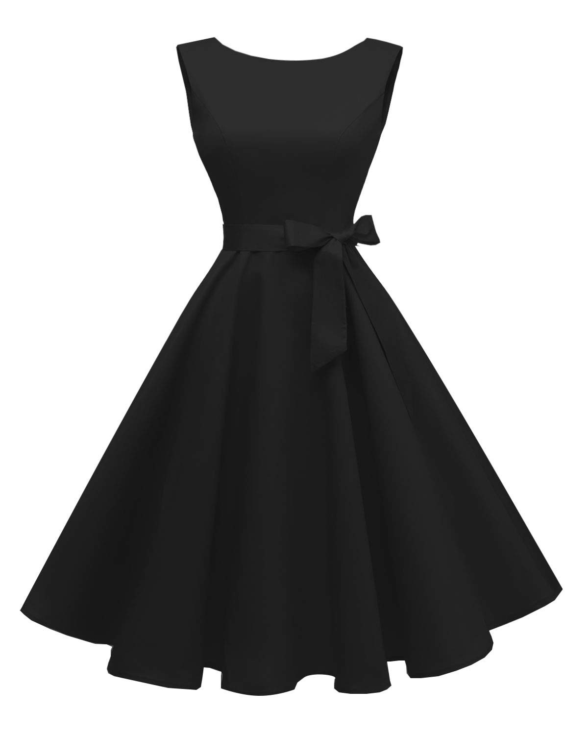 Hanpceirs Sleeveless Vintage 1950s Cocktail Dress Black S