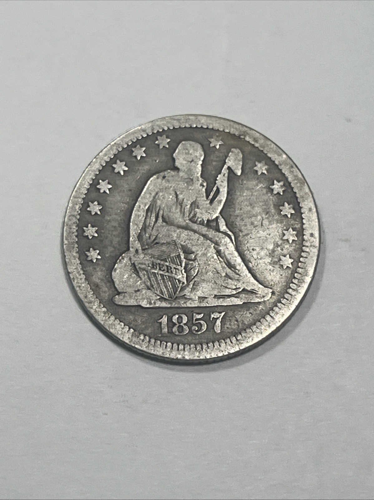1857-P Philadelphia Seated Liberty Quarter, US 25c Silver Type Coin