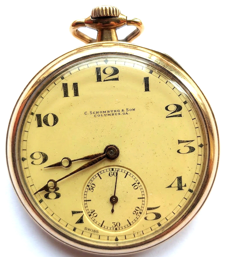 Antique 1916 OMEGA Pocket Watch 15J Adj 2Pos Wadsworth Pilot 25yr GF Swiss