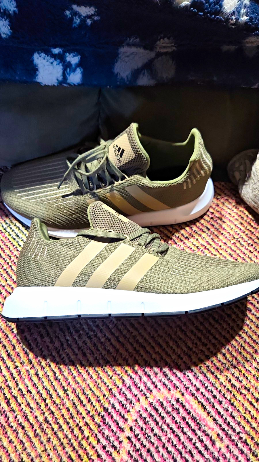 adidas Men\'s Low Top Lace-Up Athletic Sneakers Green/White Striped