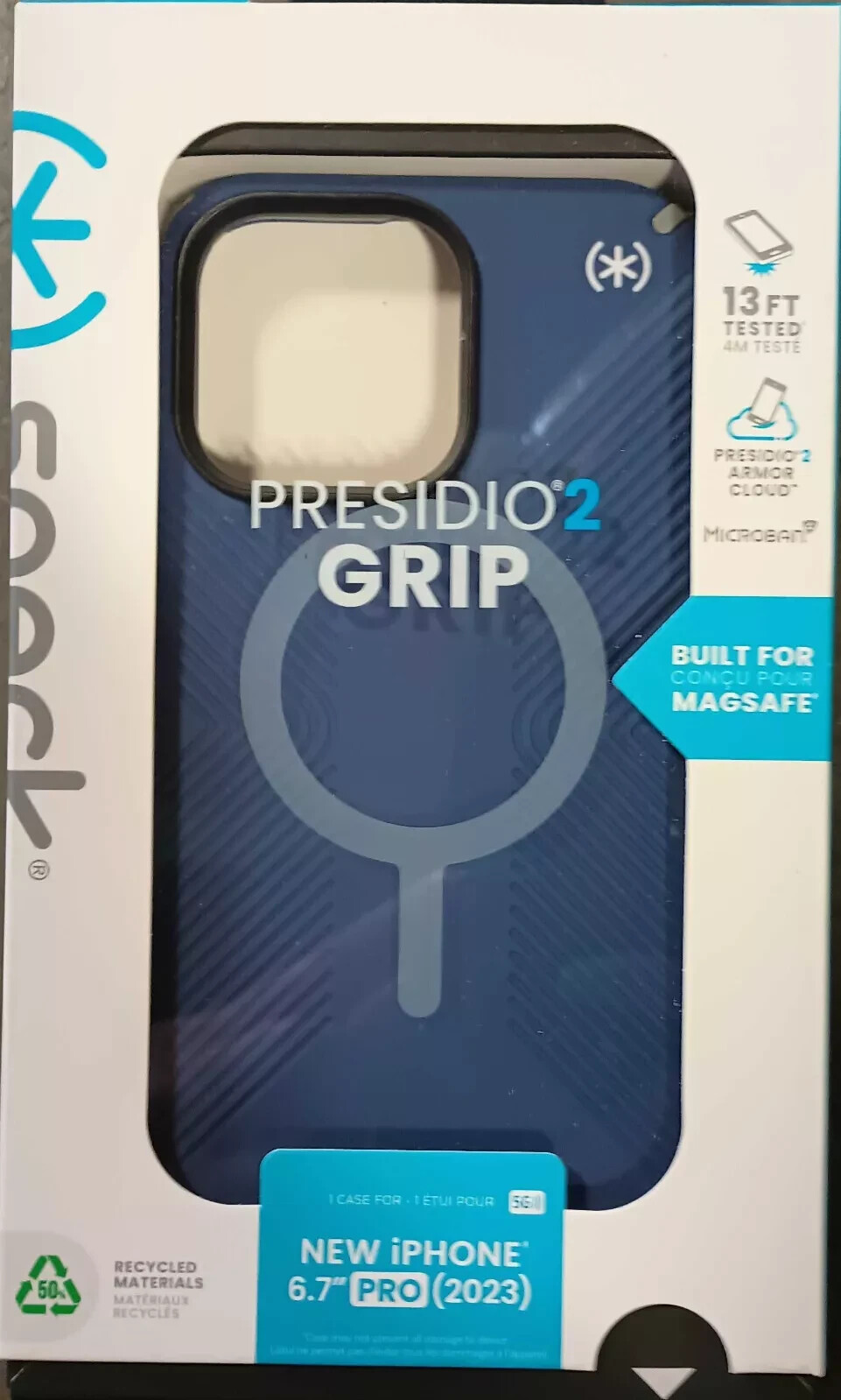 Speck Presidio2 Grip with MagSafe Case For iPhone 15 Pro Max, Coastal Blue