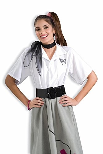 Women\'s Fabulous 50\'s Sock Hop Poodle Blouse, White - XL - Open Box