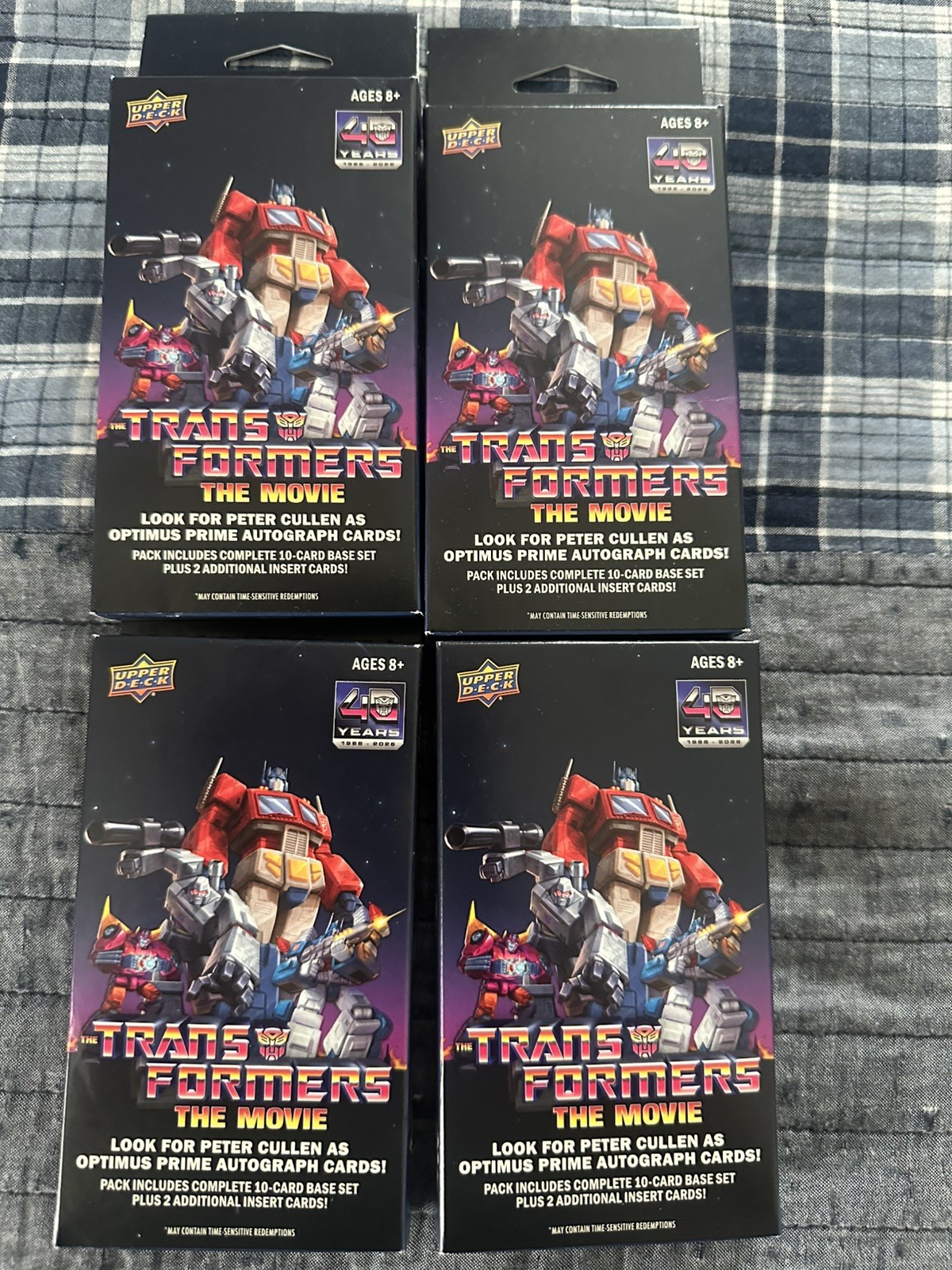 2026 Upper Deck Transformers The Movie 40th Anniversary Hangers Boxes (x4 Lot) 2026 Upper Deck Transformers The Movie 40th Anniversary Hangers Boxes (x4 Lot)