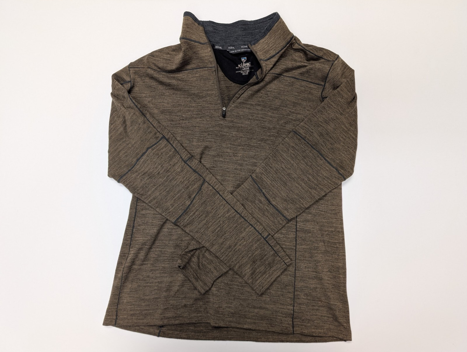 Kuhl Revel Quarter Zip Fleece Sweater Mens Large Brown Outdoor Hiking Pullover