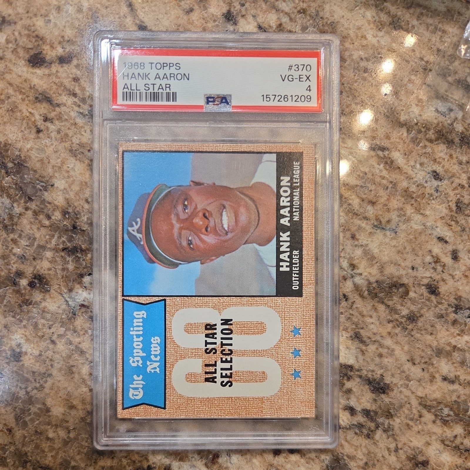 1968 Topps - Hank Aaron Sporting News All Star #370 - GRADED PSA 4 VG-EX Braves