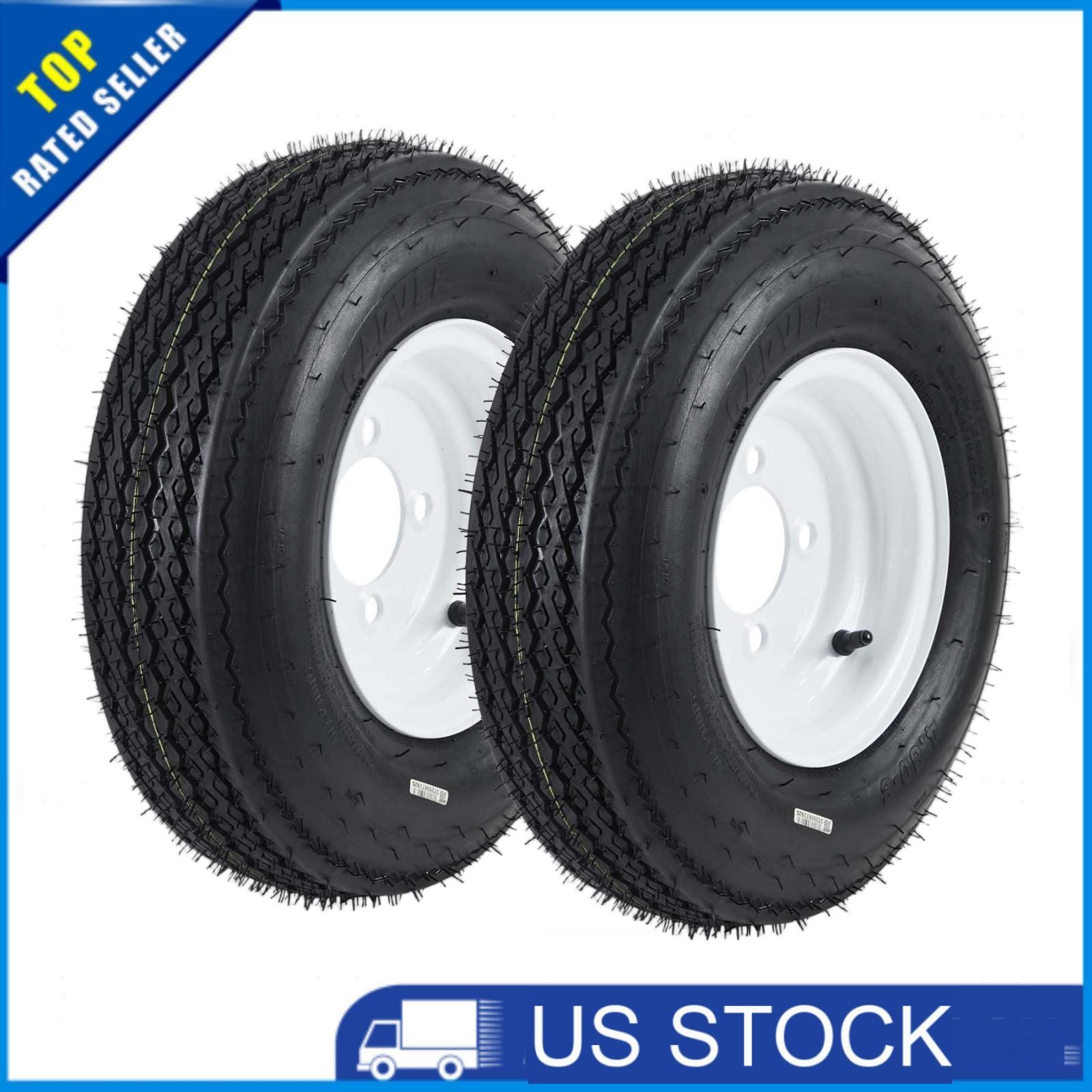 2Pack 4.80-8 Trailer Tires with Rims 4.80x8 480-8 4 Lug on 4