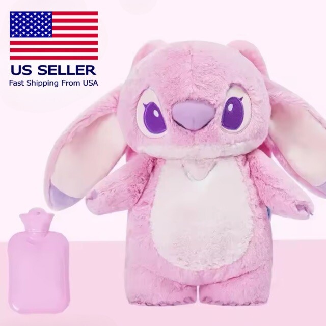 Disney Stitch Anime Angel Plush With Hot Water Bottle Bag Therapy Heat pad gift