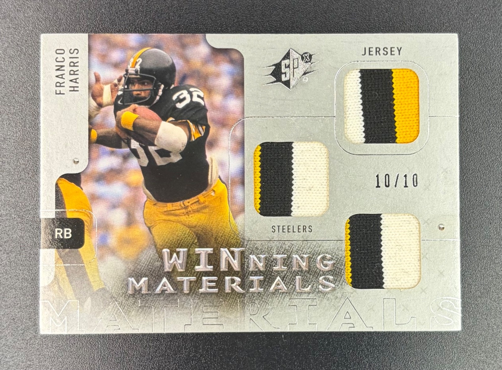 2009 SPx Winning Materials Franco Harris 3 Color Patch /10 Steelers W-FH 2009 SPx Winning Materials Franco Harris 3 Color Patch /10 Steelers W-FH
