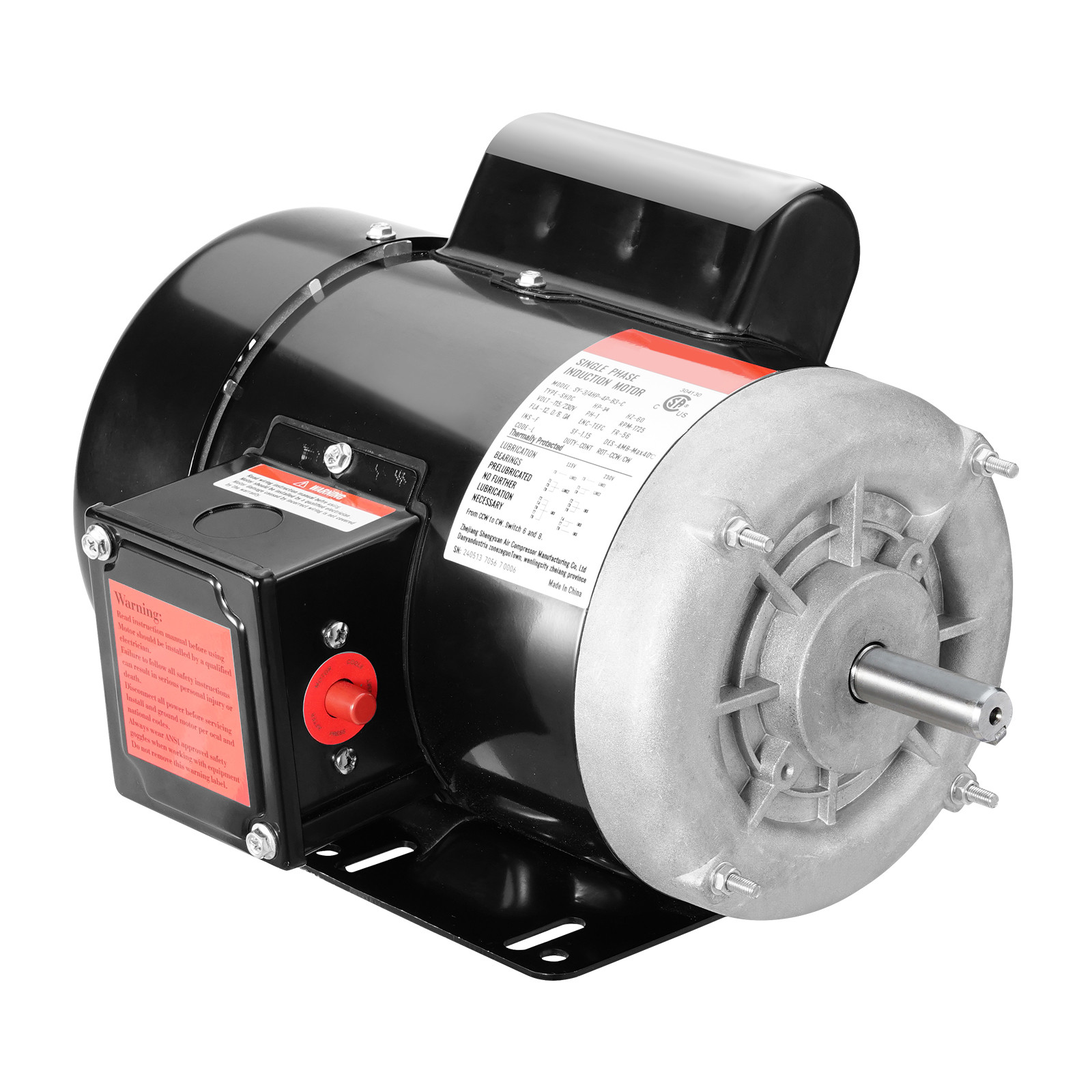 Uimoso 3/4 HP Electric Motor 1725RPM AC115/230V 56 Frame 5/8