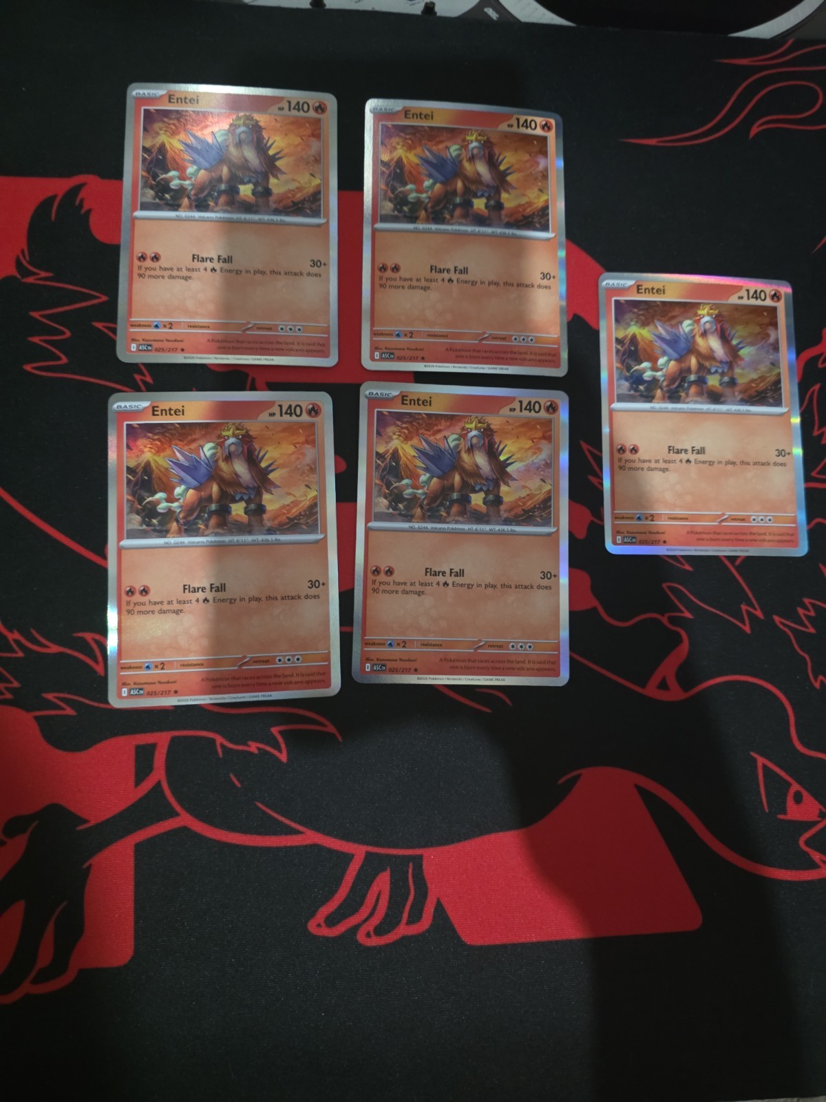 Pokemon Entei 025/217 Me: Ascended Heroes Holo Lot X5