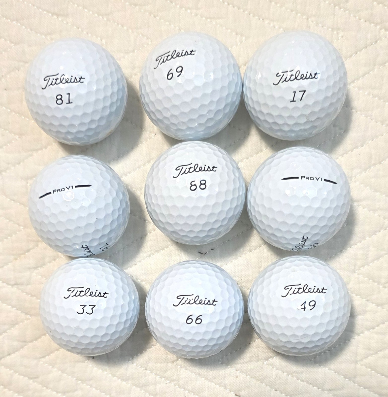 50 Titleist PROV1 Double-Digit Numbers White 5A/4A Used Golf Balls 50 Titleist PROV1 Double-Digit Numbers White 5A/4A Used Golf Balls