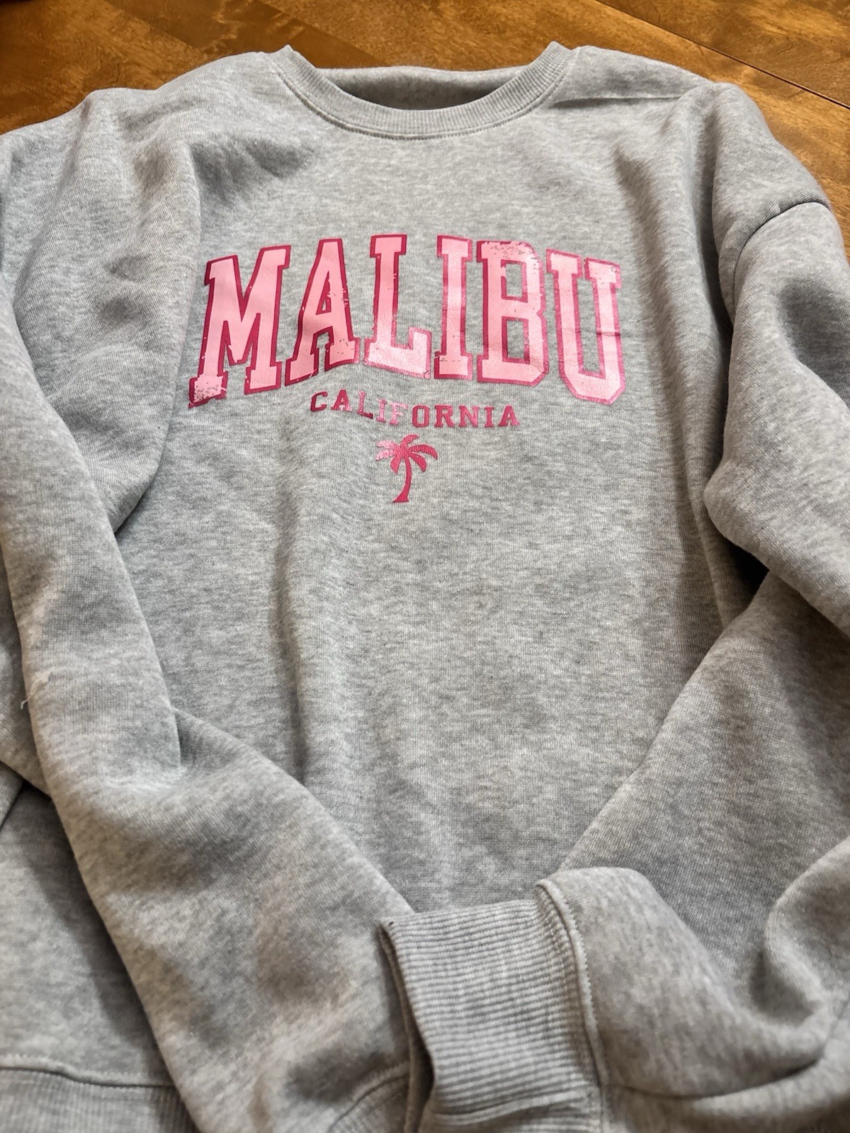 SHEIN Women’s Juniors Gray Sweatshirt Malibu California Medium 