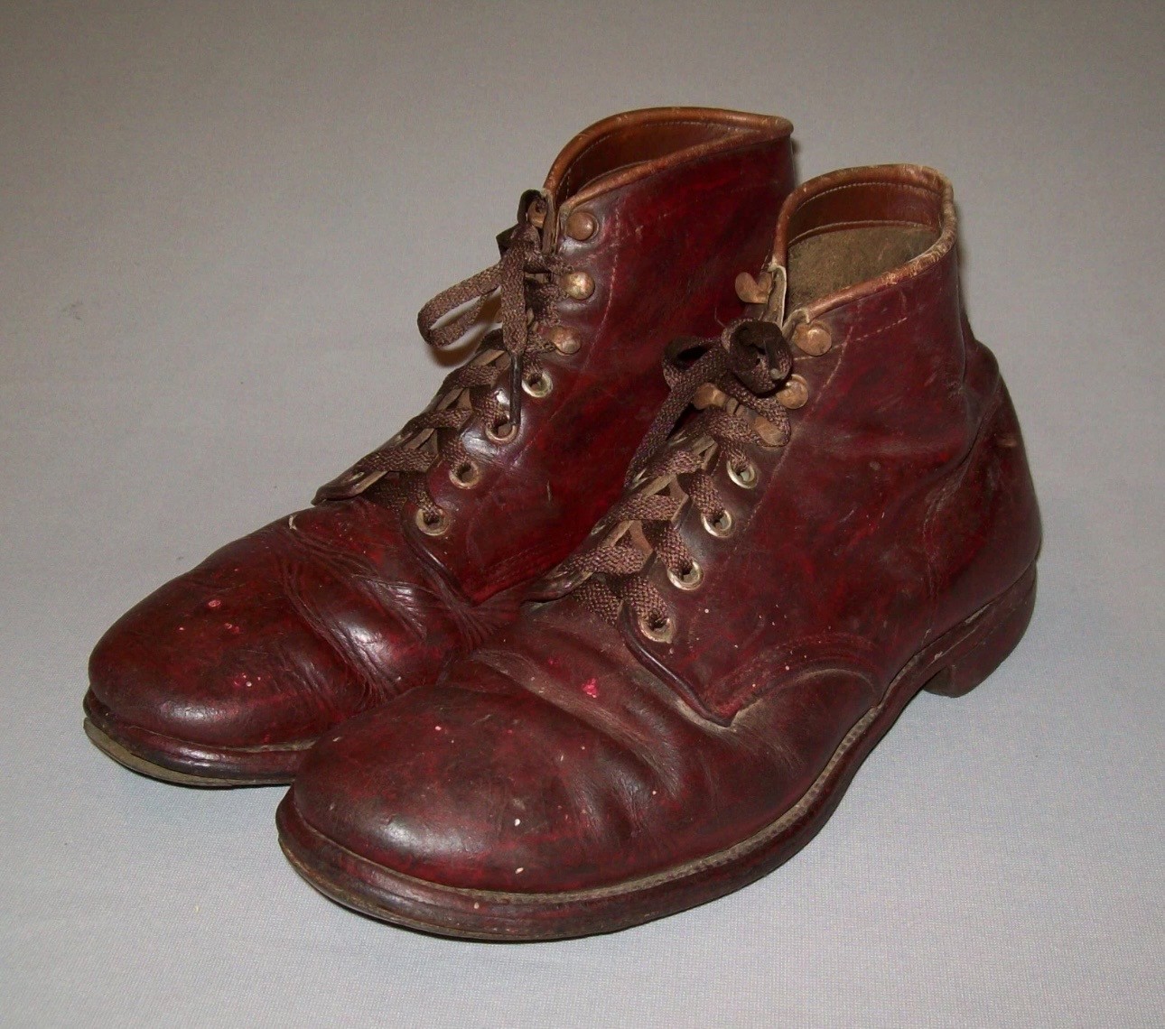 Antique Vtg C 1940s Mens M1939 US Army Brown Leather Service Shoes Size 10 Boots