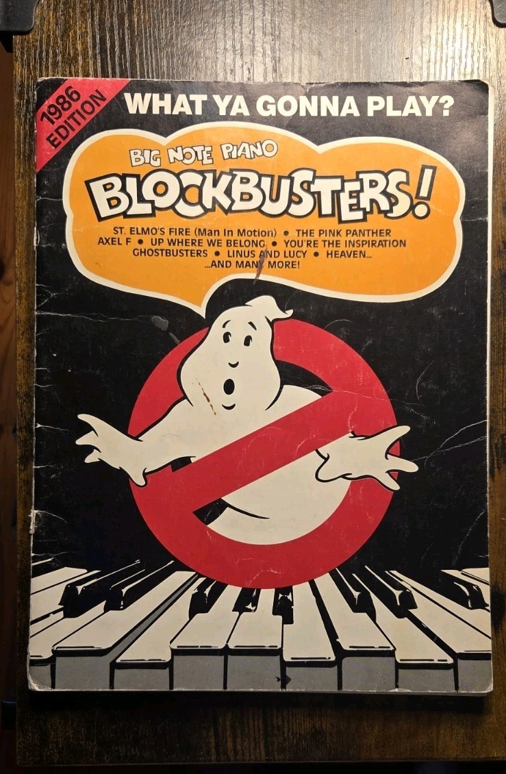 Vtg  1986 Halloween Big Note Piano Blockbusters Songbook Ghostbusters Columbia 