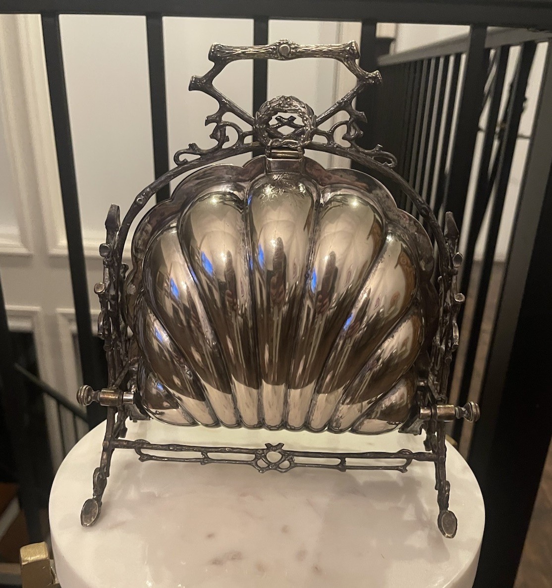 Victorian Fenton Silverplated Scallop Shell Biscuit Box Victorian Fenton Silverplated Scallop Shell Biscuit Box