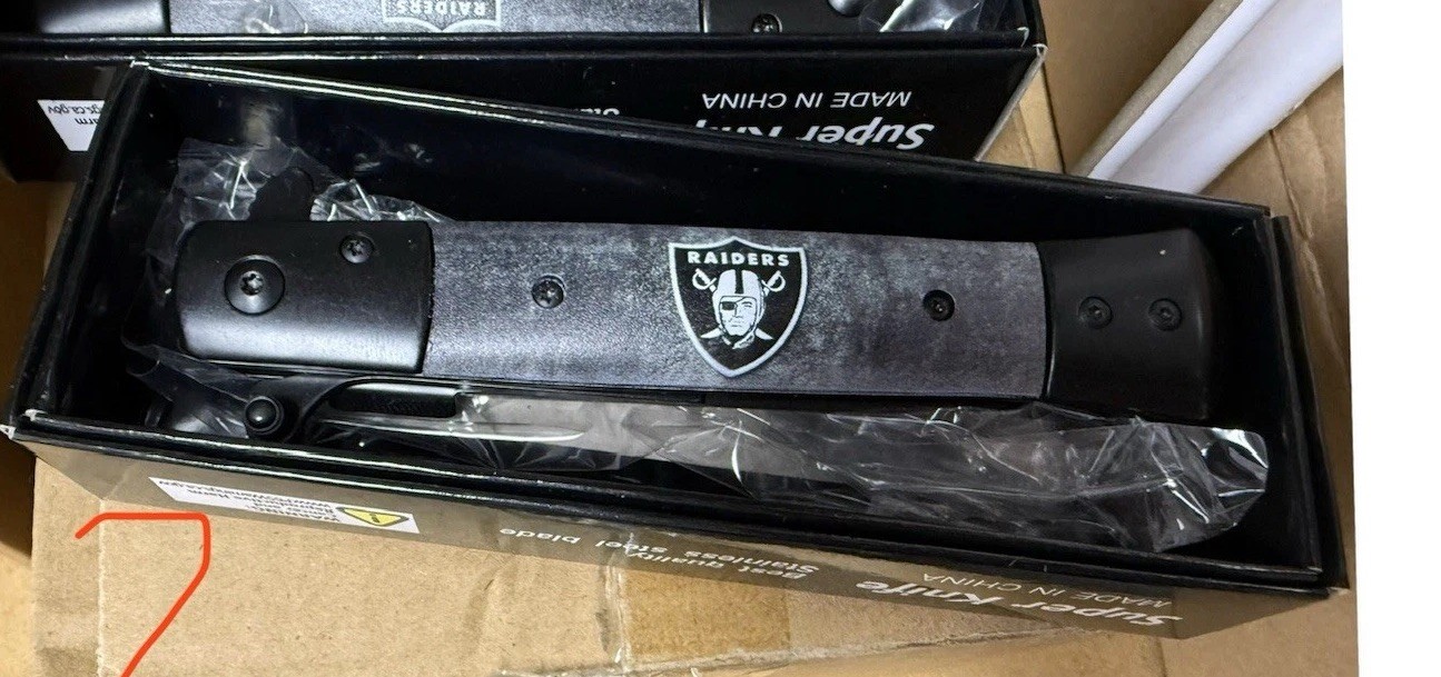 NFL Las Vegas Raiders Football Assisted Open Pocket Knife NFL Las Vegas Raiders Football Assisted Open Pocket Knife