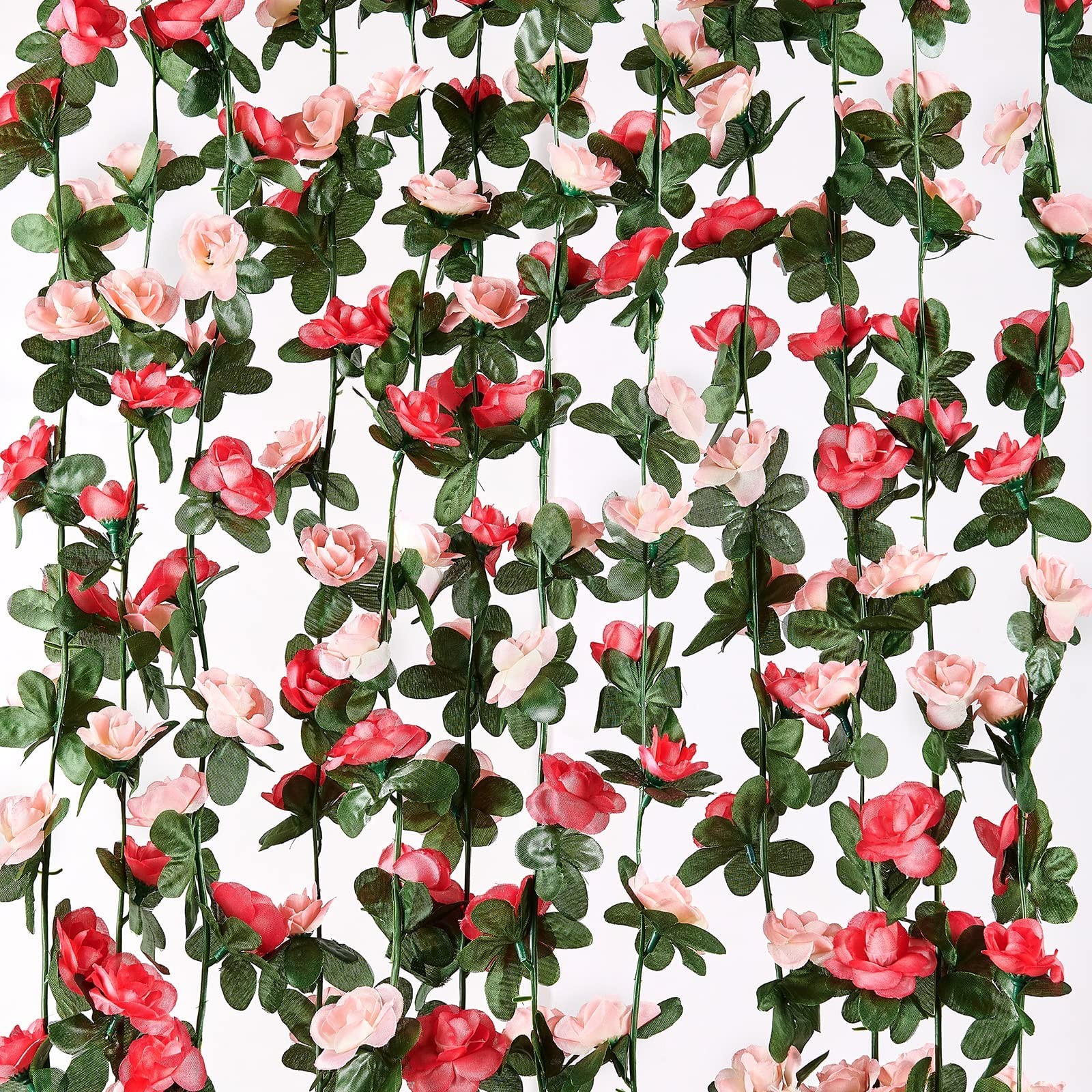 2 Pcs 16.5Ft Flower Garland Rose Vines, Pink Floral Garland Flower Vines