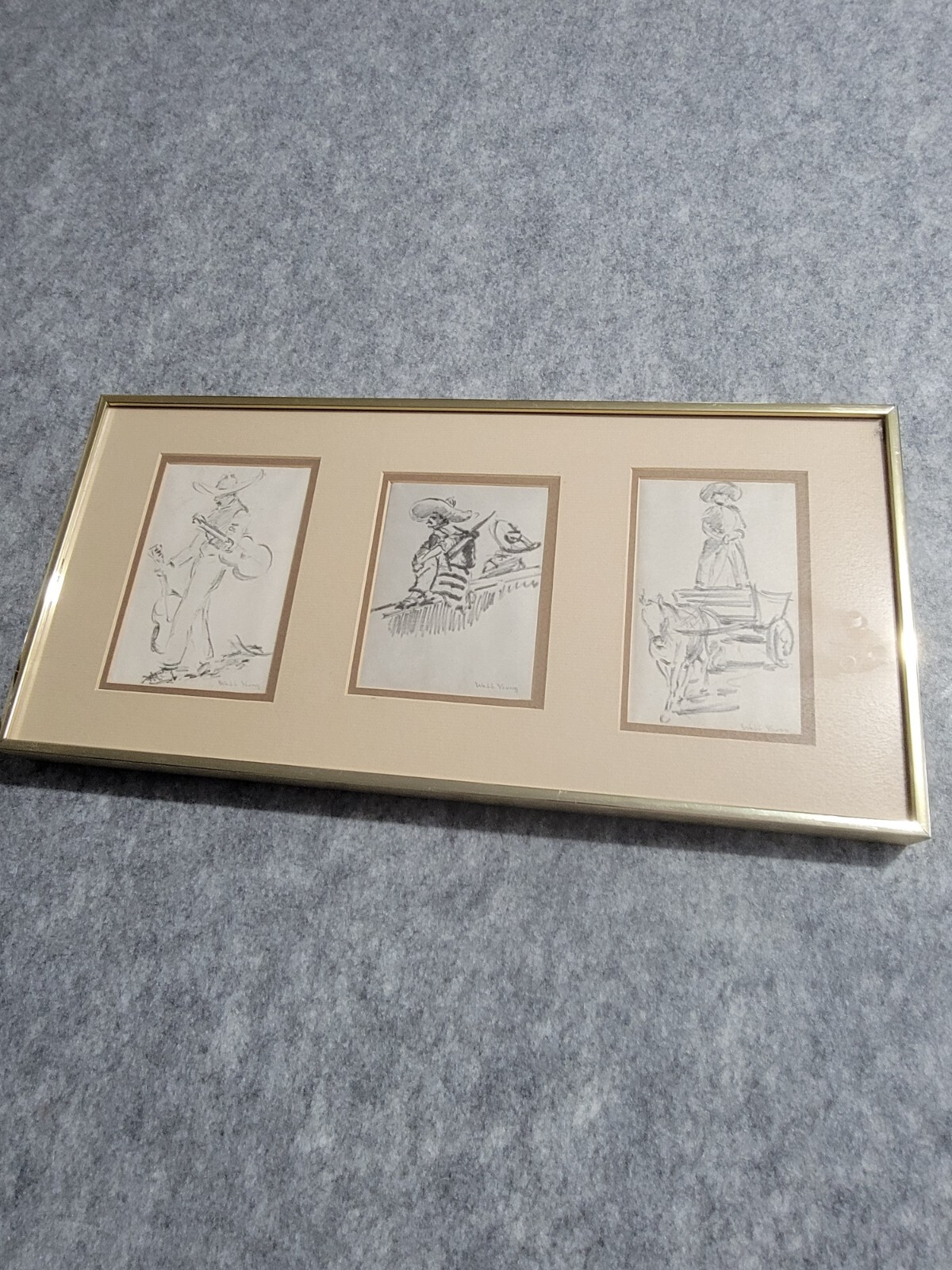 Webb Young Latino Art Pencil Artwork Original Framed Mexican/Hispanic VTG Sketch