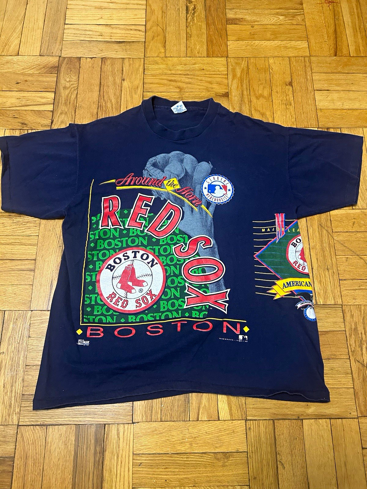 Vintage 1992 Salem Boston Red Sox MLB Navy Graphic AOP T-Shirt Shirt XXL