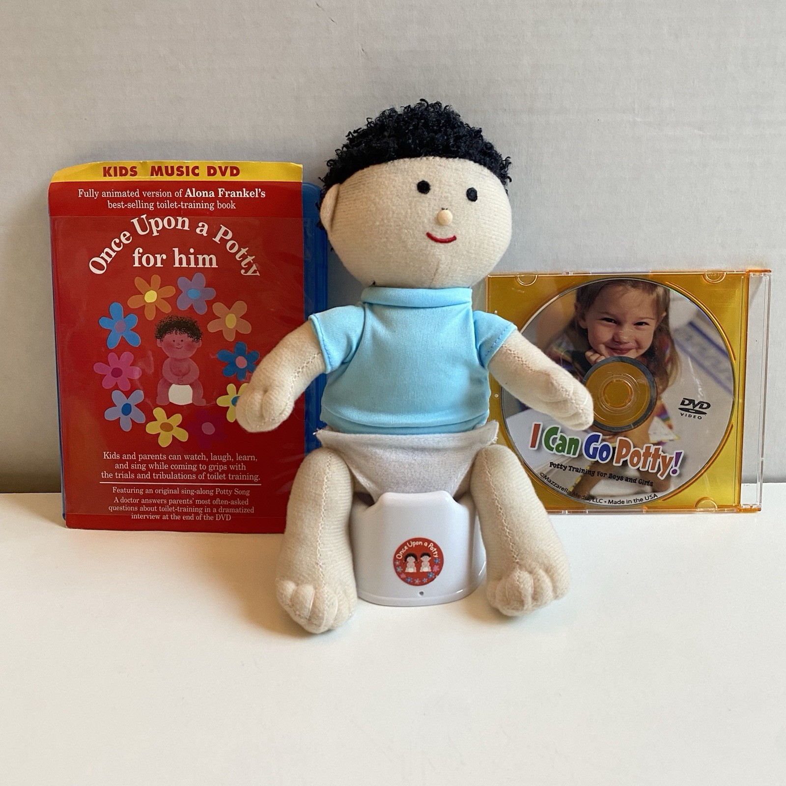 RARE Once Upon a Potty for Him Doll Potty Training Set Alona Frankel + 2 DVDs