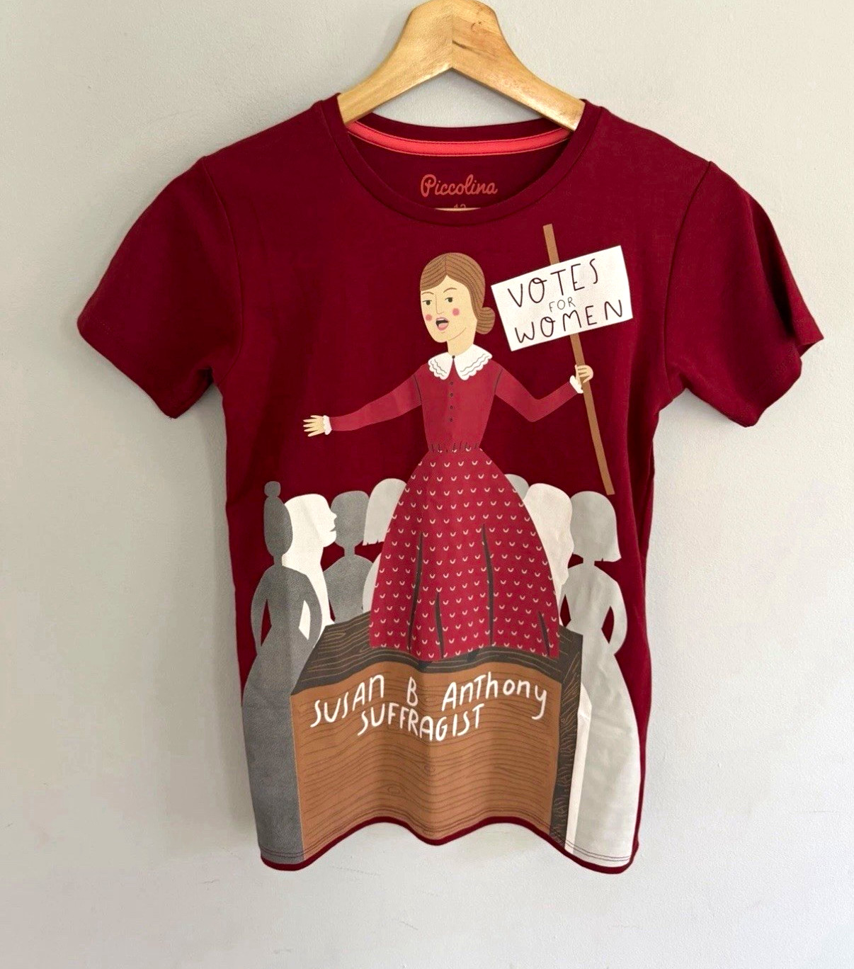 Piccolina Burgundy Votes for Women Susan B. Anthony Graphic Tee Crew Neck S Piccolina Burgundy Votes for Women Susan B. Anthony Graphic Tee Crew Neck S