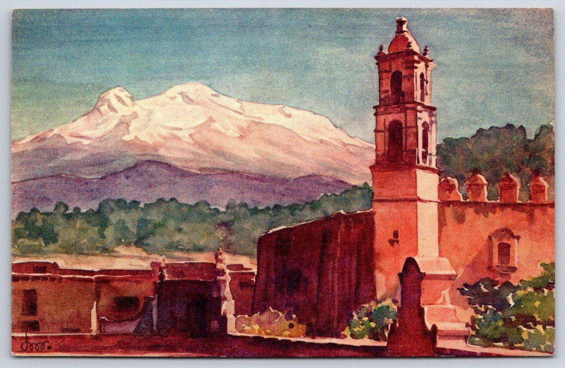 Antique Mexico Postcard PUEBLA el Ixtaccihuatl Volcano 1920s