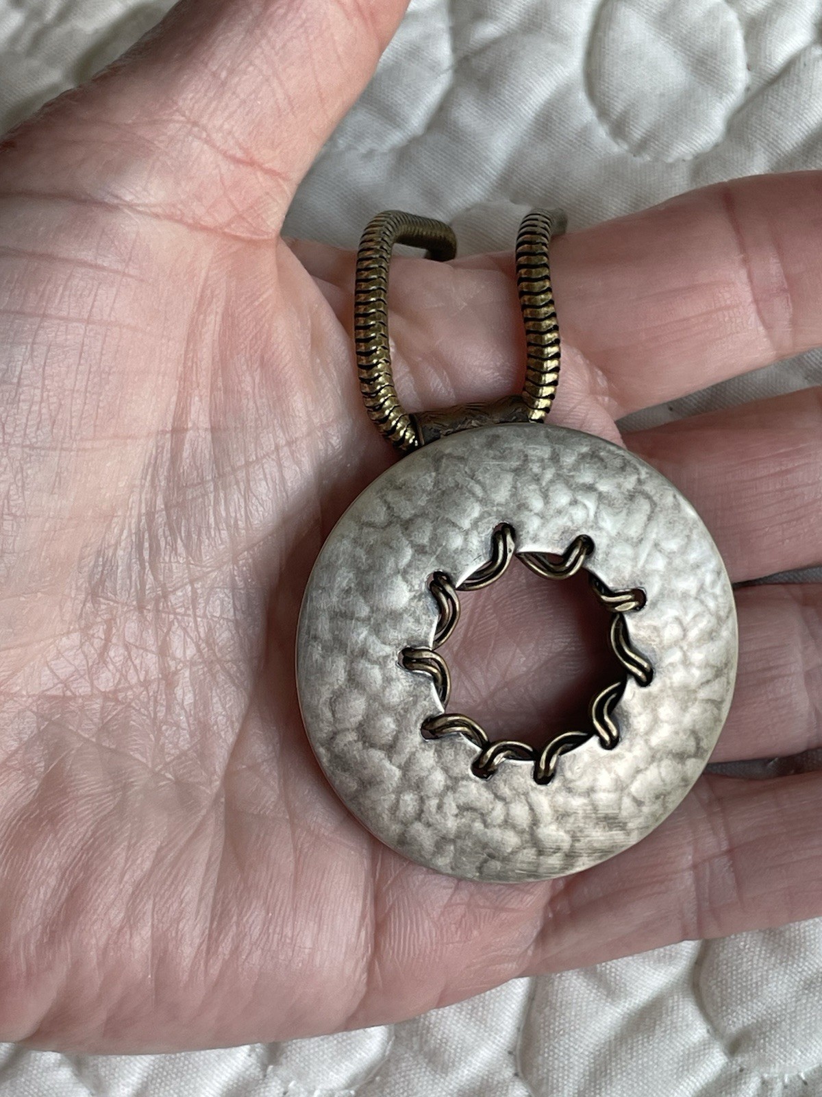Vintage Marjorie Baer Modernist Brutalist Pendant Necklace, 21-25” Adjustable Vintage Marjorie Baer Modernist Brutalist Pendant Necklace, 21-25” Adjustable