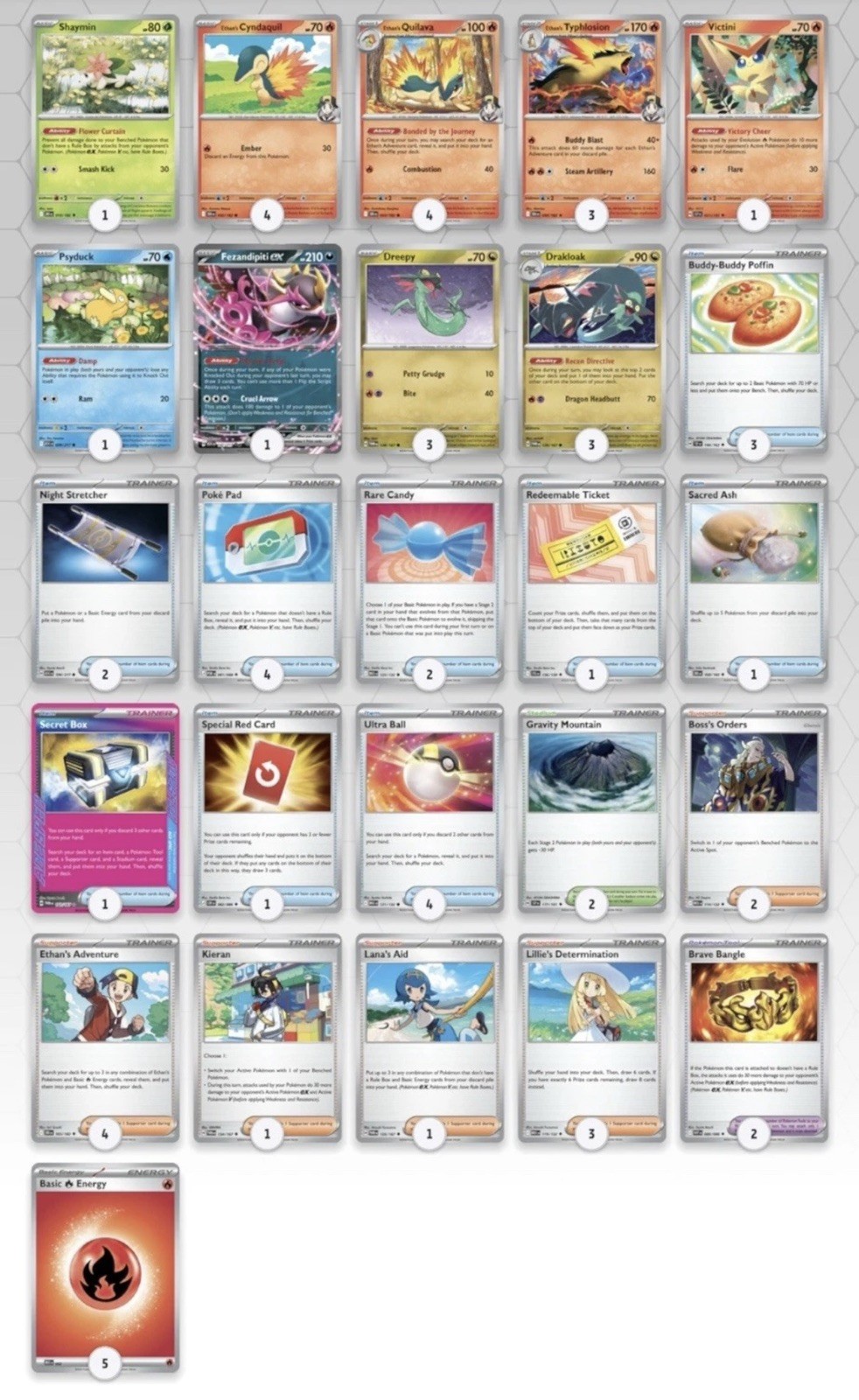Ethan’s Typhlosion Deck Pokémon TCG 60 Card Deck Core Tournament Ready