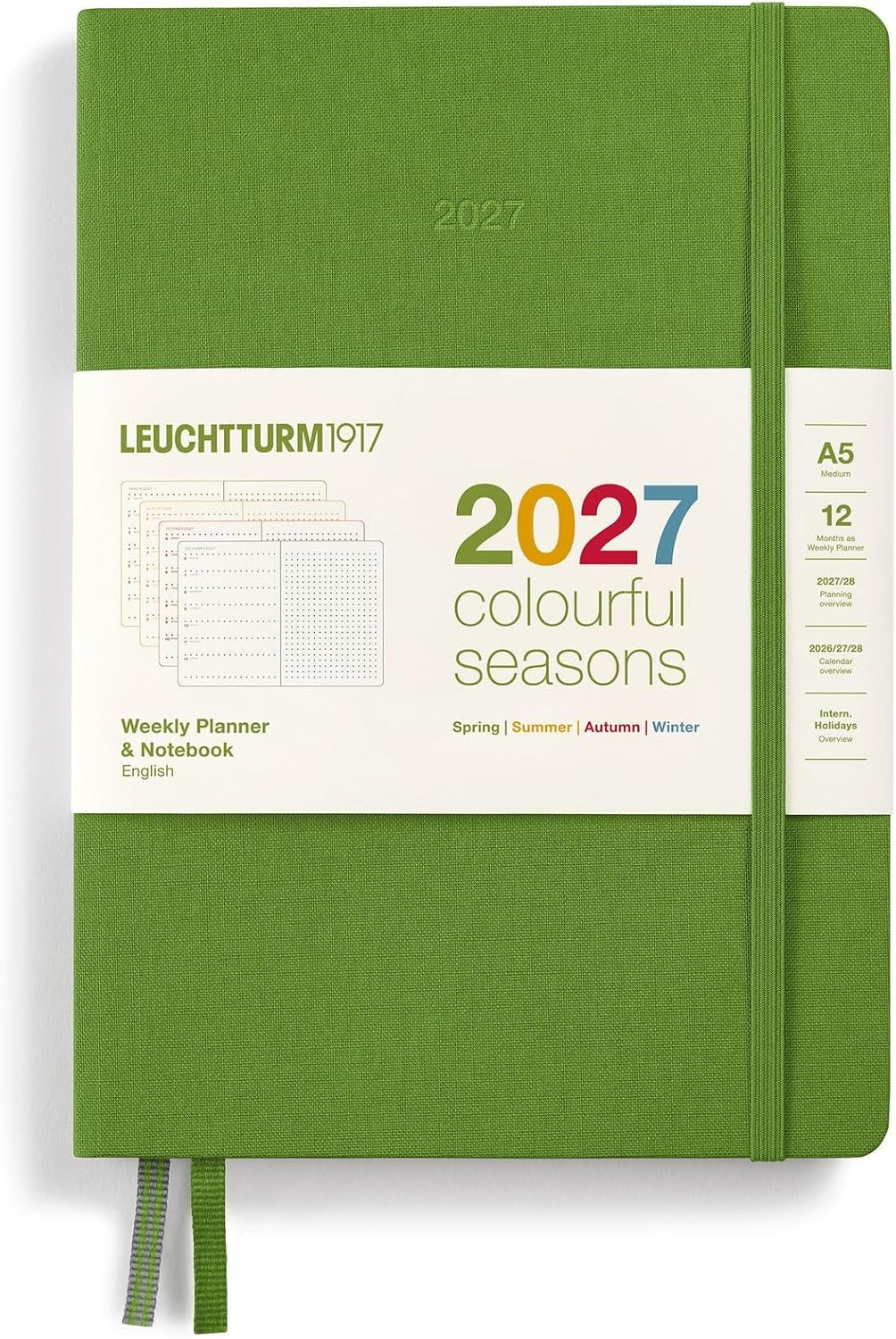 LEUCHTTURM1917 Weekly Planner & Notebook Dotted Medium (A5) 2027, Colorful Seaso