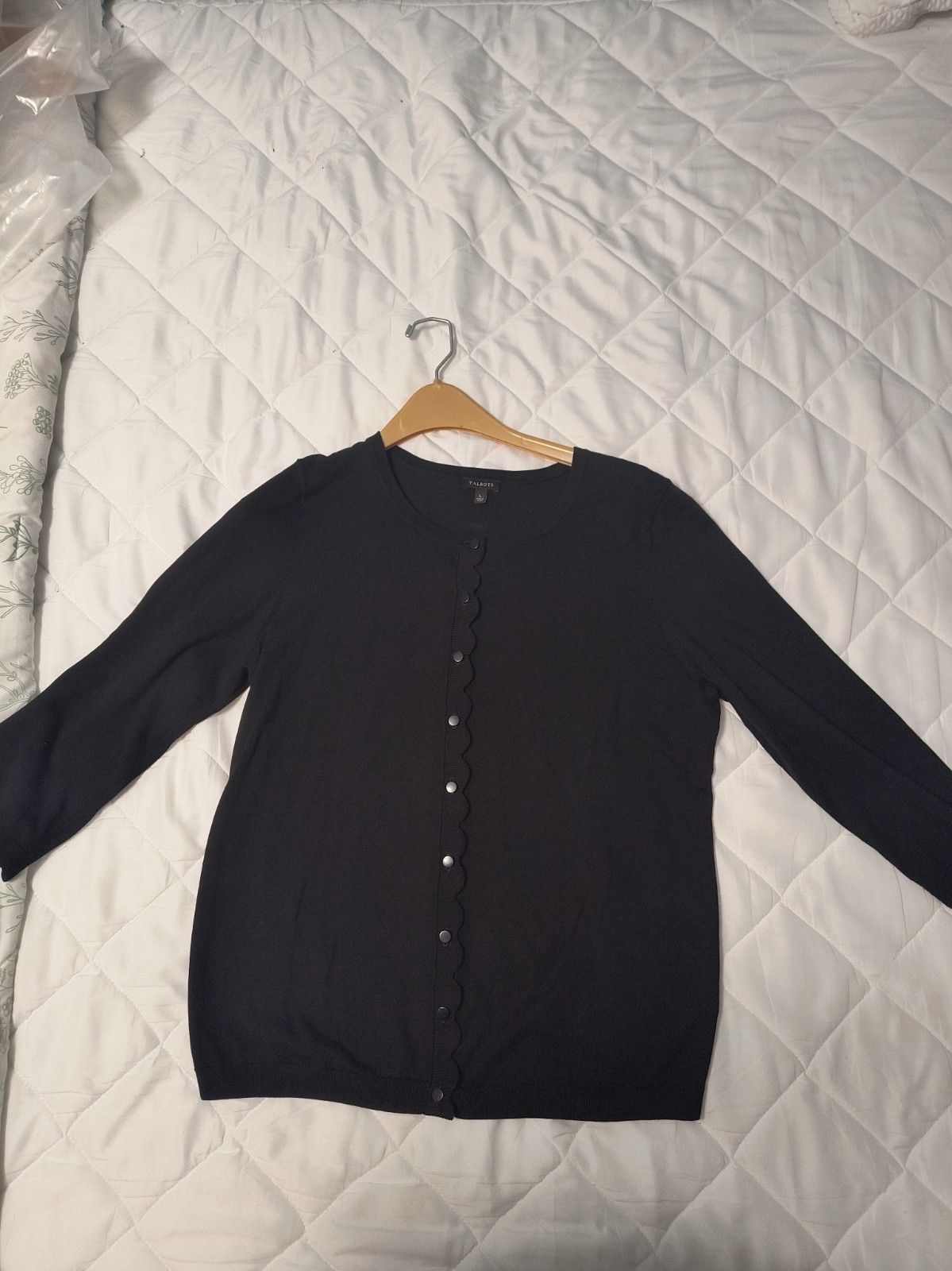 Talbot\'s Black Color Cardigan Dressy Size Large 3/4 Sleeve 