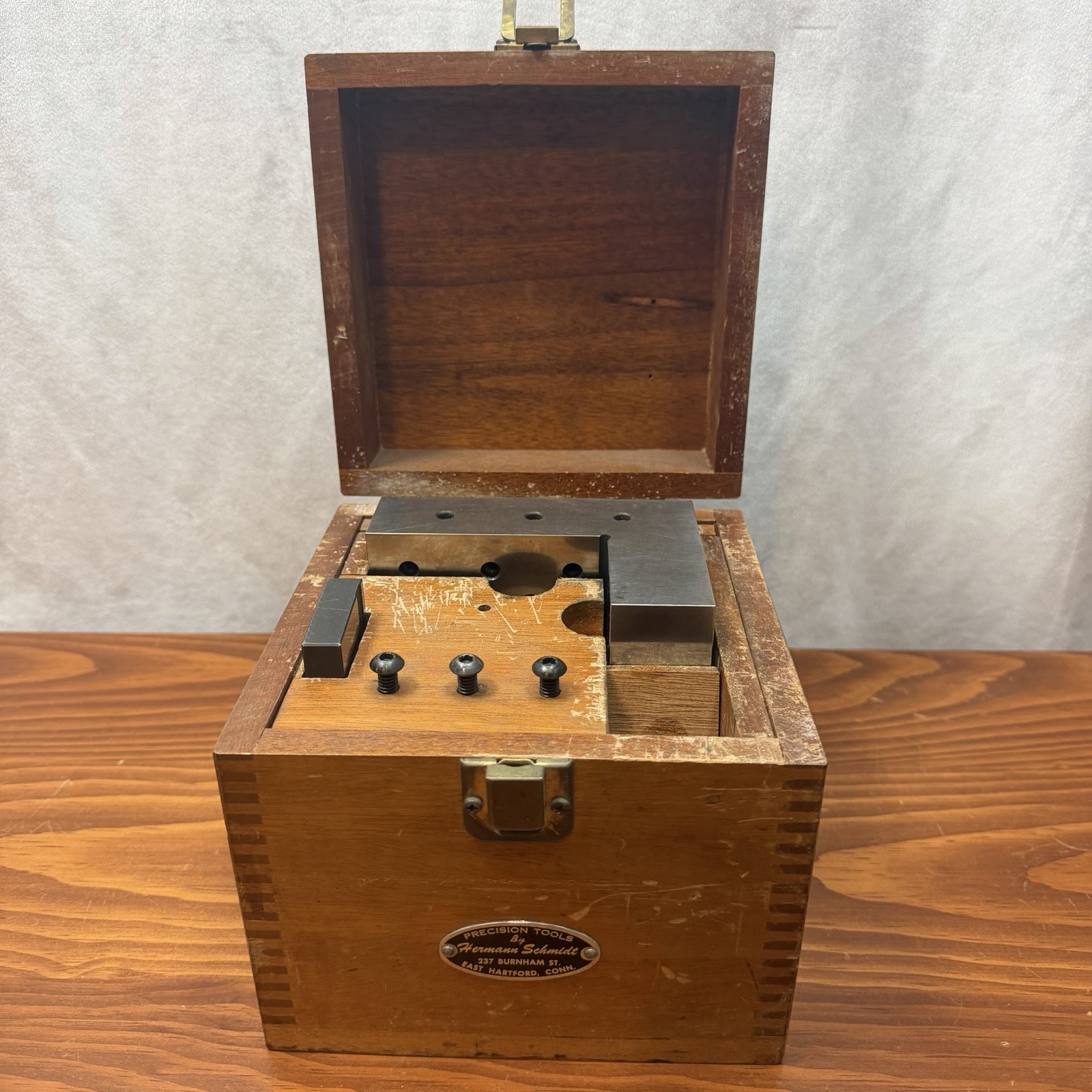 Vintage Hermann Schmidt Squaring Block Toolmaker CNC Machinist Plate w/ Box