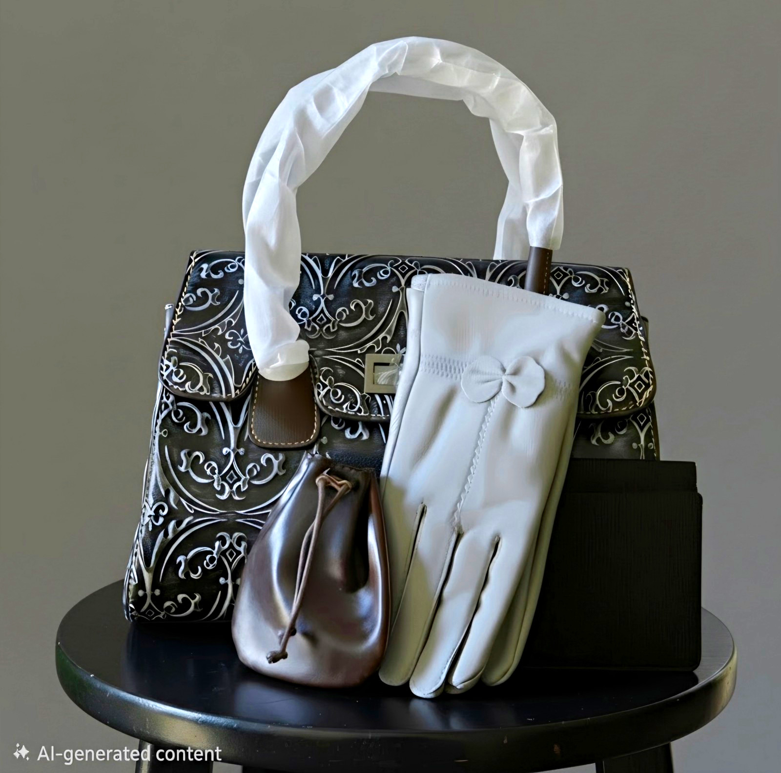 Gorgeous GIFT SET ALL Genuine Leather-Black & Grey Emboss Satchel & ACCESSORIES Gorgeous GIFT SET ALL Genuine Leather-Black & Grey Emboss Satchel & ACCESSORIES