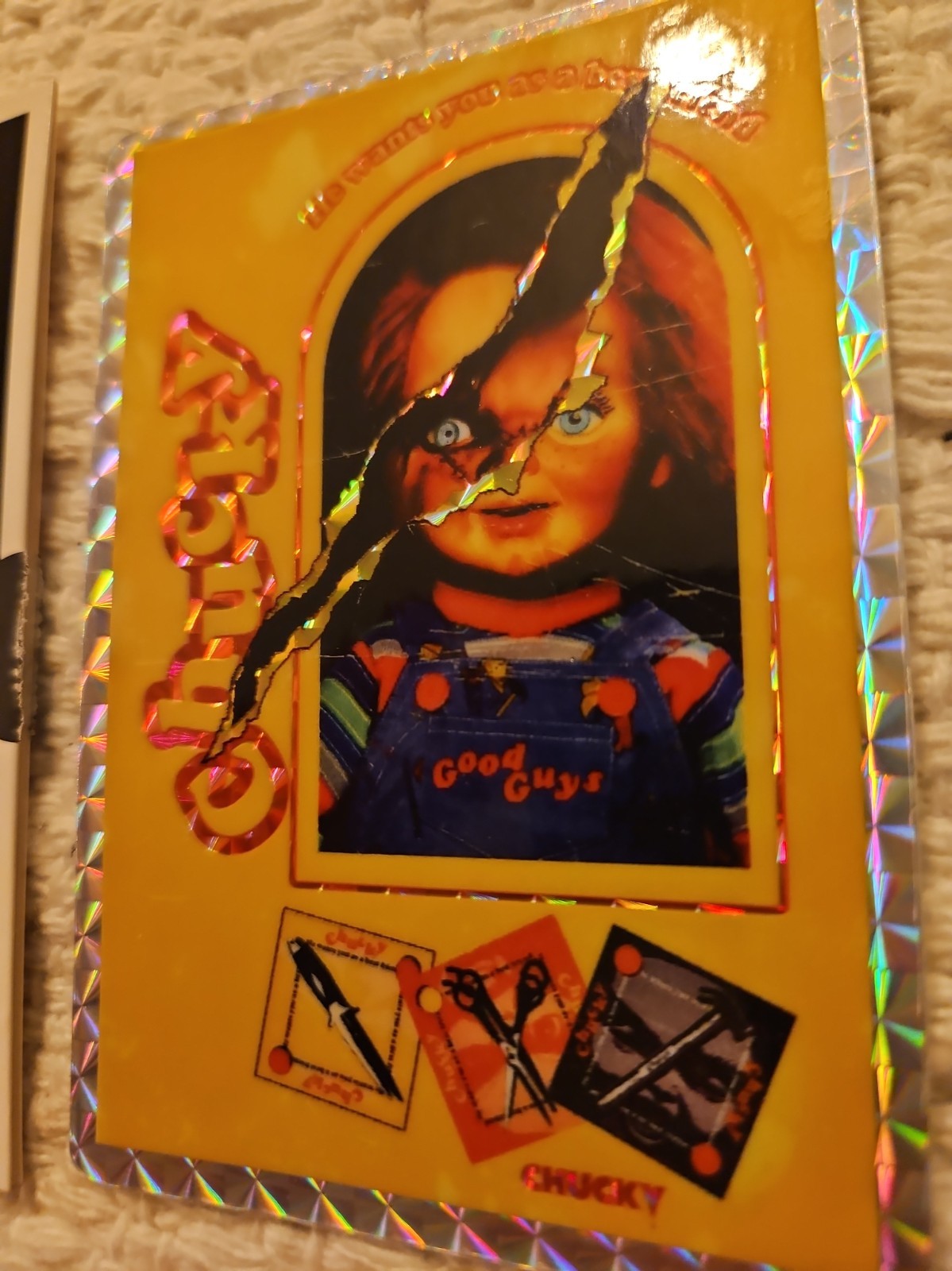Vtg 80\'s 90\'s Chucky Prismatic Vending Machine Sticker Horror. Rare Vtg 80\'s 90\'s Chucky Prismatic Vending Machine Sticker Horror. Rare